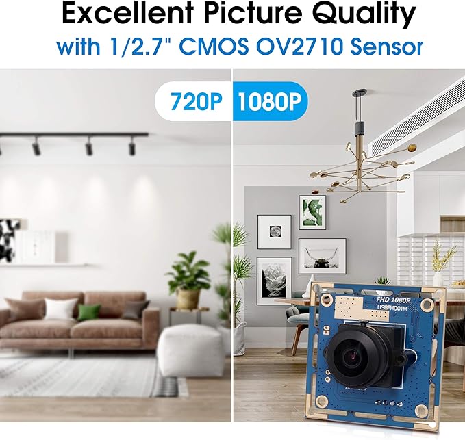 SVPRO 1080P USB Camera Module, Fisheye Wide Angle, UVC Webcam Board 1080P/30fps, 480P/100fps,Computer Machine Vision Industrial Camera for Android Linux Windows Mac OS