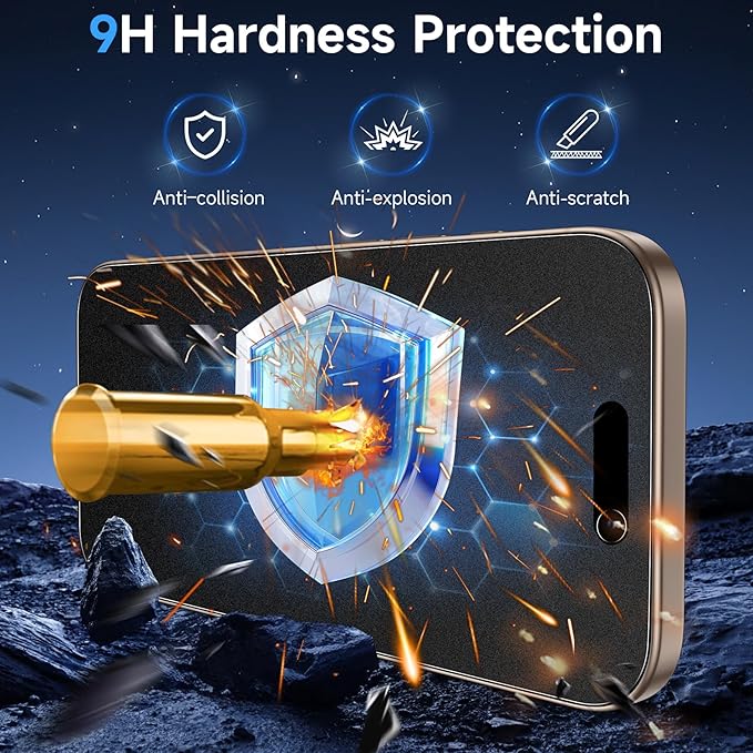 YWXTW 2 Pack Matte Privacy Screen Protector for iPhone 16 Pro Max, 28° Anti-Spy iPhone 16 Pro Max Privacy Screen Protector Anti-Glare & Anti-Fingerprint Case Friendly Tempered Glass Film, Bubble Free