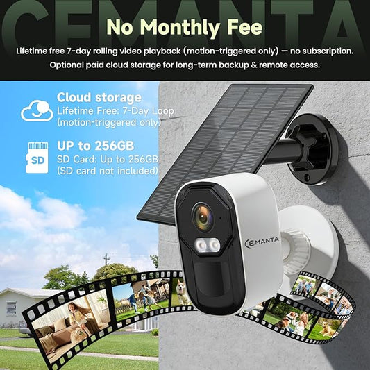4MP Solor Security Cameras Wireless Outdoor,No Subscription Required, Dual-Band 2.4G/5G WiFi, AI Motion Detection Siren Alarm, 2-Way Audio, Full-Color Night Vision, 3-Month Battery Life