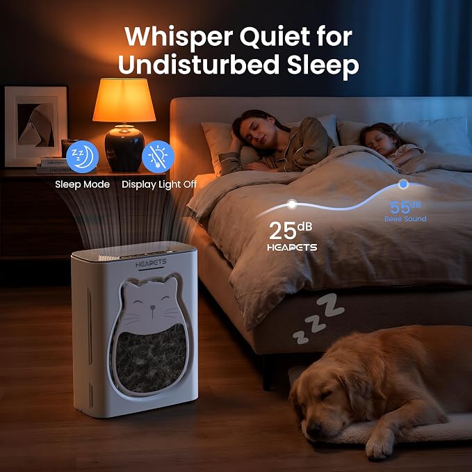 Pet Air Purifier for Home, H13 HEPA Washable Filter,Air Cleaner with APP&Air Quality Monitor for Pet Hair Dander Odor Allergies Pollutant Smoke Dust for Large Rooms 2200 Ft², Auto Mode,P365 White