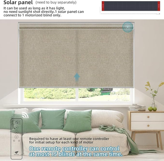 SmartWings Motorized Light Filtering Shades, Work with Matter Thread Homekit Z-Wave Alexa Google, 70% Blackout Shades Translucent, Cordless Blinds with Remote Control Rechargeable, Safari Biscuit