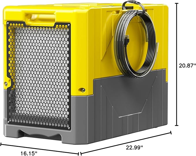 190PPD Commercial Dehumidifier with Pump for Basement-6000Sq.Ft. Warehouse, Large Space Crawl Space Dehumidifier for Efficient Water Damage Restoration-Auto Defrost, Memory Starting, Yelow