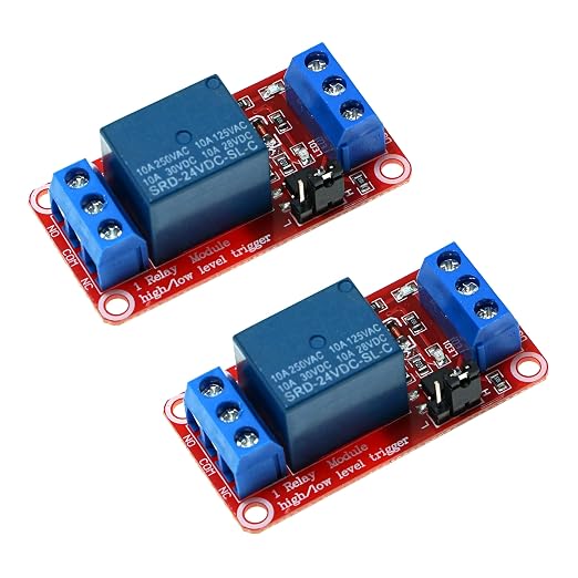 2PCS 1-Channel 24V Relay Module with Optocoupler Isolation – High/Low Level Trigger Control for Arduino, Raspberry Pi, PLC – Industrial Automation, Smart Home DIY (Supports AC/DC Loads)