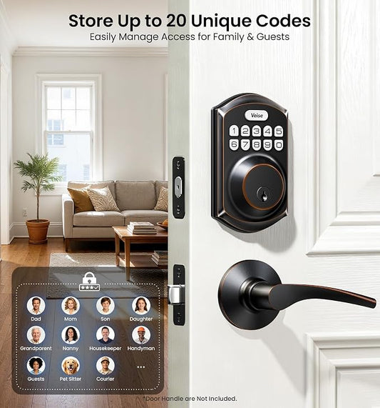 Veise VE001 Keyless Entry Deadbolt, Electronic Keypad Lock, Bronze