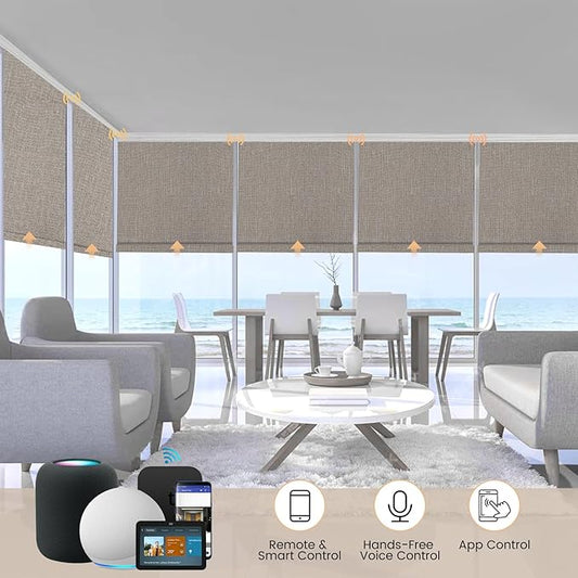 Motorized Smart Blinds with Remote – 100% Blackout Roller Shades – Alexa, Google, Apple HomeKit, Tuya App –Automatic Curtains for Home Office – Plug-in or Rechargeable Motor
