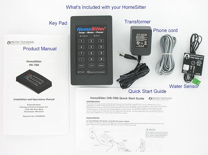 FreezeAlarm Homesitter Temperature, Water, Power Alarm HS-700 with voice message to up to 3 phone numbers / No monitoring fees