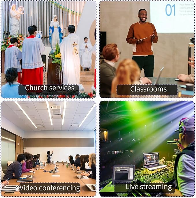 4K NDI PTZ Camer 20X Optical Zoom AI Tracking Camera with HDMI/USB/LAN/PoE Conference Room Camera for Live Streaming, Video Conference, Church Services