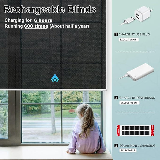 Aprilsmart Motorized Blinds with Remote,Light Filtering Motorized Roller Shades Work with Apple Homekit,Alexa,SmartThings,Google Home,Customize Blinds(Aventus Black-54)
