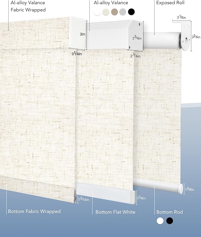 Motorized Blinds Compatible with Alexa Google 100% Blackout Smart Blind Automatic Window Roller Shades Remote Control Custom Size Linen Beige