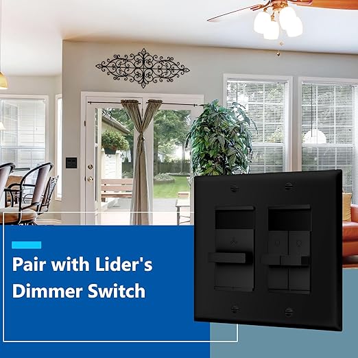 LIDER 3-Speed Fan Switch, Slider Switch for Fan, Ceiling Fan Control Switch, 120V, 2.5A Motor, Single Pole, Modern Upgrade, UL Listed, Black, 2 Pack