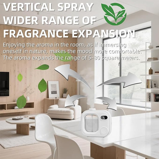 Cute Mini Aromatherapy Diffuser - Ultrasonic Essential Oil Difusor with 5 Mist Levels Smart Scented Cordless Air Fragrance Machine for Home Office Bathroom Hotel and Car White Tea