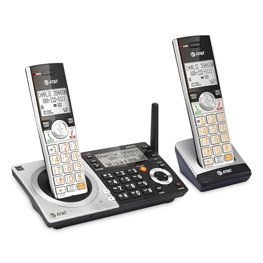 AT&T CL83207 DECT 6.0 Expandable Cordless Phone with Smart Call Blocker, Silver/Black with 2 Handsets