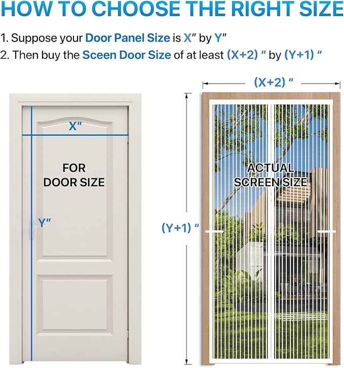 Heavy Duty Door Screen Magnetic Closure, LOVIGA Thickened Fiberglass Screen Door Mesh, Self Sealing, Tear Resistant, Easy Assemble, Fine Mesh Keep Bugs Out Fit Door Size 34 Inch X 82 Inch White