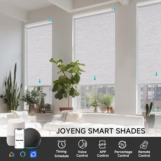 Motorized Blinds with Remote, Custom Automatic Electric Blackout Smart Blinds for Windows, Motorized Window Roller Shades Compatible with Alexa Google for Home Office, Textured Coffee