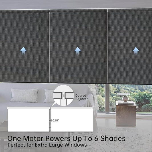 Motorized Coupled Shades, Falme Resistant Smart Solar Shades for Large Windows Automatic Blinds Compatible with Alexa, Electric Roller Blinds Customized for Home Office(5% Openness Black)