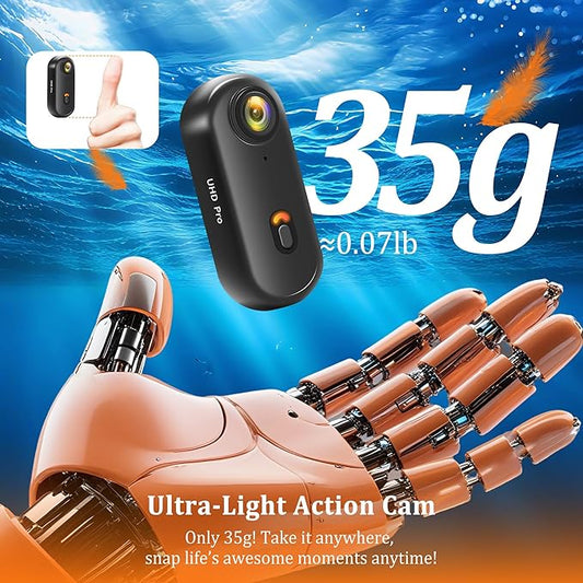 Body Camera 4K, Mini Action Camera WiFi (32GB), Compact POV Cameras with Waterproof Case, Wearable Thumb Sports Snapcam,Small Bodycam for Vlogging Skiing Snowboarding Running Motorcycling Horse Riding