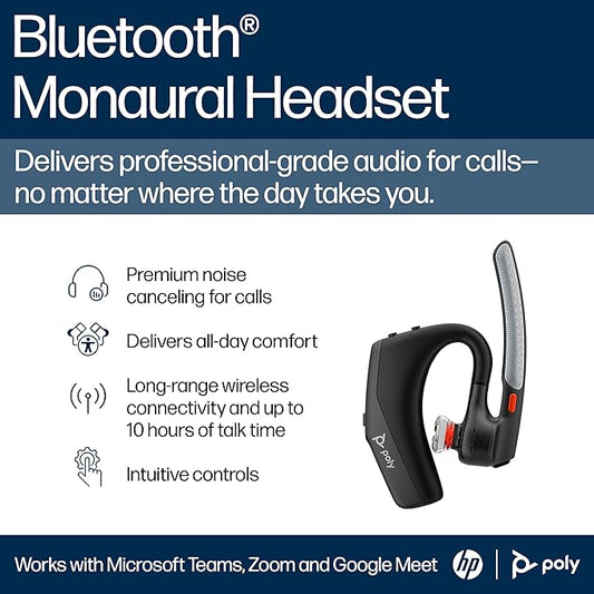 Poly Voyager Legend 30 - Bluetooth Headphones with Mic - Discreet Boom & 4 Noise-Canceling Mics - WindSmart Technology - All-Day Comfort - Seamless Connectivity - Smart Sensors & Call Controls