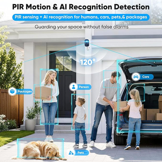 4PACK Wireless Outdoor Security Camera, 4MP FHD WiFi Cameras | Cloud & Local Storage,Color Night Vision, Battery Powered, Motion Detection, 2-Way Audio, IP65, Compatible with Solar Panel