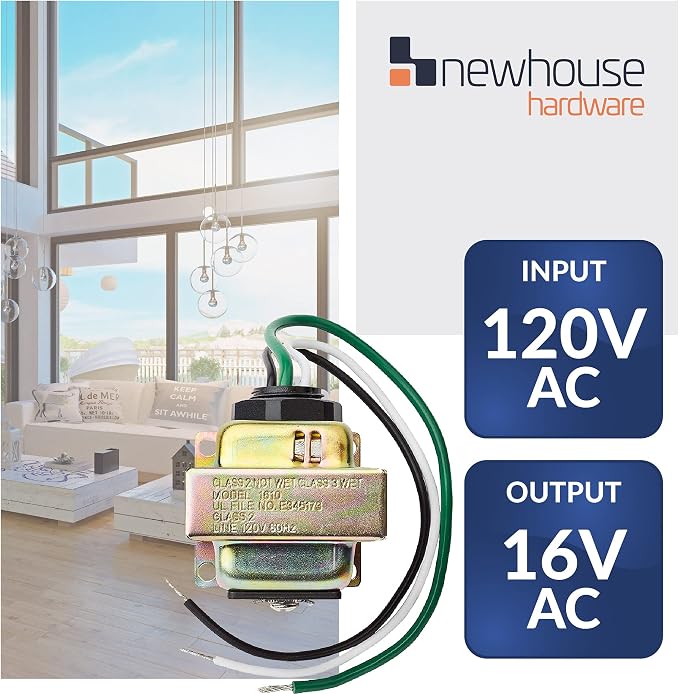 Newhouse Hardware CHM2 Door Chime, White & 16TR Doorbell Transformer, Assorted