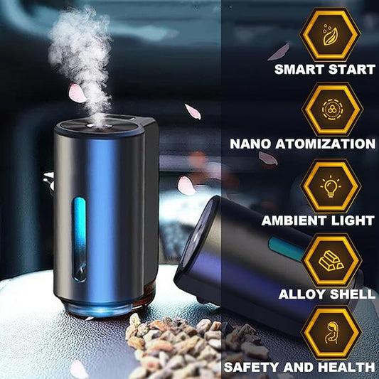 Smart Car Air Freshener, Car Air Freshener Diffuser, Rechargeable Car Aroma Diffuser, 3 Levels of Adjustable Intelligent Car Diffuser Men's Fragrance with 3 Bottles of Cologne
