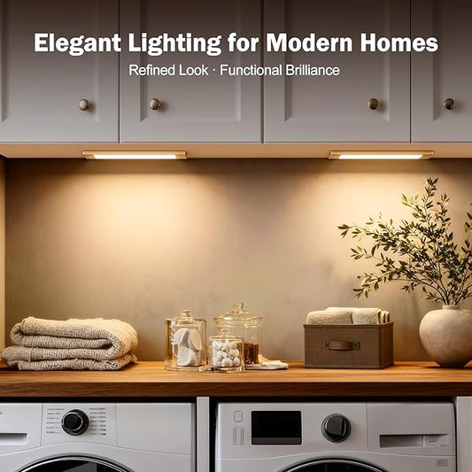 V4light Rechargeable Motion Sensor Under Cabinet Light, Magnetic LED Bar with 1500mAh Battery, Silver Aluminum Cabinet Lighting, Dimmable 3 Color Temperatures for Kitchen, Pantry & Closets (9 in)