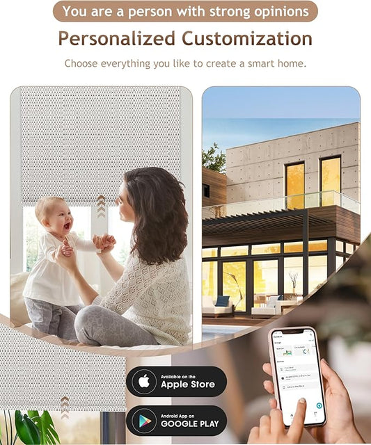 Motorized Blinds with Remote: Kincmo 100% Blackout Roller Shades Work with Apple Homekit,Alexa,Google Home, Customized Electric Blinds with App,Voice Control (100% Blackout Nestle Grey)