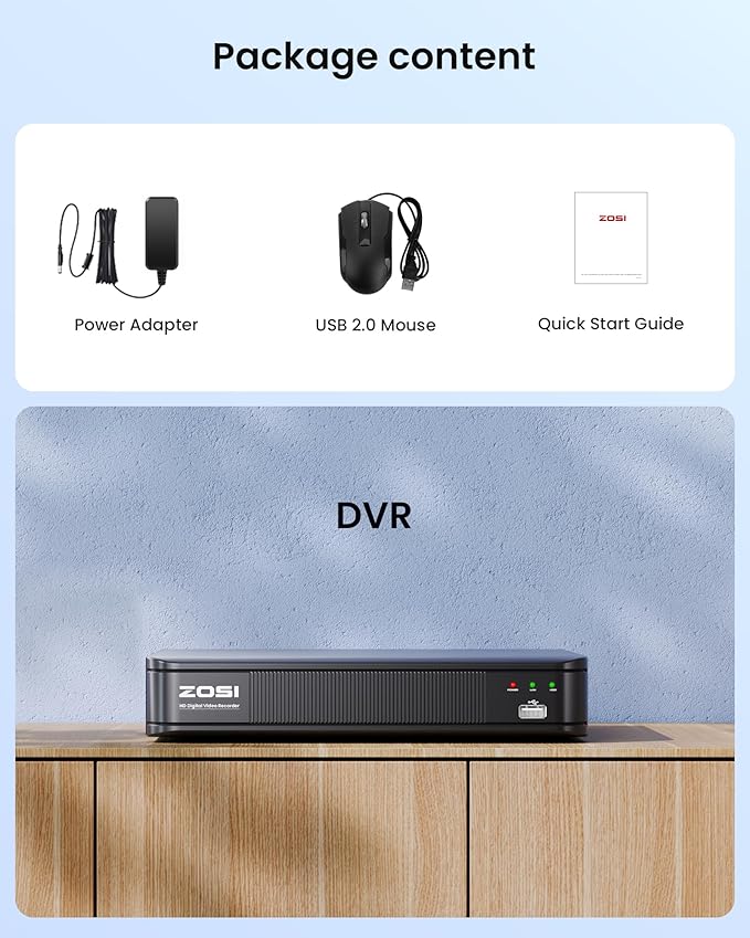 ZOSI H.265+ 5MP 3K Lite CCTV DVR 8 Channel Full 1080p, AI Human Vehicle Detection, Remote Access, Hybrid Capability 4-in-1(Analog/AHD/TVI/CVI) Surveillance DVR for Security Camera (No Hard Drive)