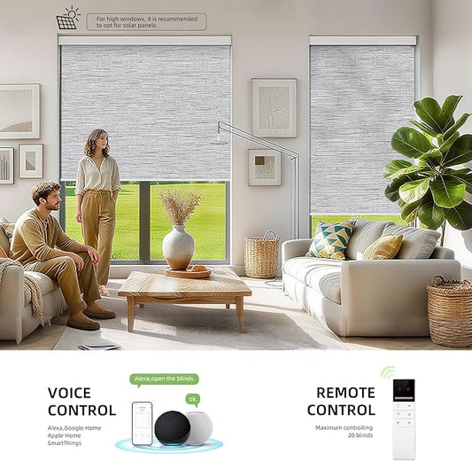 ZSTARR Motorized Blackout Window Blinds Customize Width(21-97 in) Remote Control Wireless and Rechargeable Roller Shades Blinds for Windows, Office,Home, Hotel, Club, Restaurant (Full Blackout Gray)