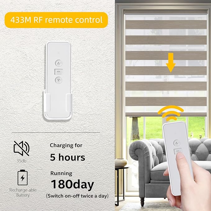Smart Blinds Motor: AM25 Zigbee Roller Shade Motor with Rechargeable Battery for 1.5" (38mm) Roller Blinds Tube, Directly Connects to Amazon Echo, No Hub Required โ Upgraded Motorized Blind
