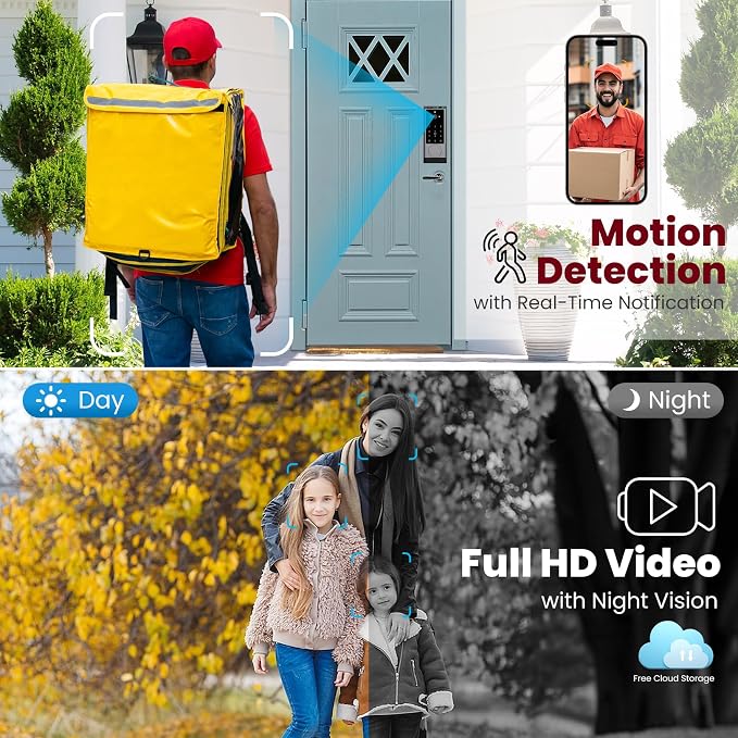 DEVO G1 Keyless Entry Deadbolt Smart Lock with Camera, Doorbell,Fingerprint