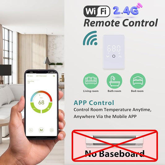MAXKOSKO 4Pcs WiFi Smart Thermostat for Electric Floor Warming System with Touchscreen LED Display 120V/240V, Easy Connection & Energy Saving Home Programmable Thermostat White