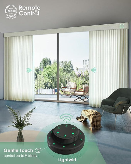 Yoolax Motorized Curtains with Remote, Blackout Curtains with Voice Control, Smart Retractable Shades for Living Room, Bedroom, Compatible with Alexa Google Home, APP Control, Custom Size, White
