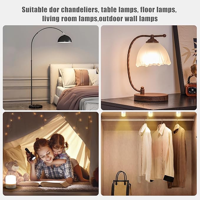 E26 Rechargeable Light Bulbs with Remote, Battery Operated Backup Bulb with Remote and Timer for Sconces Lamps Detachable Wireless Emergency, 3 Color Temperatures + 9 RGB Colors, Non-Hardwired, 2 Pack
