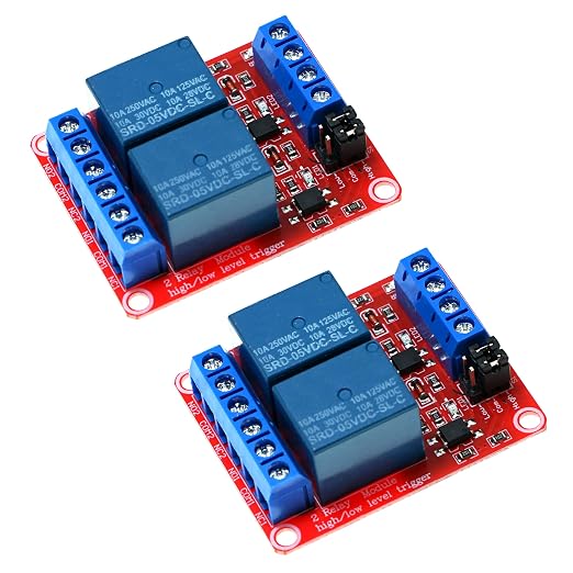 2PCS 2-Channel 5V Relay Module with Optocoupler Isolation – High/Low Level Trigger Control for Arduino, Raspberry Pi, PLC – Industrial Automation, Smart Home DIY (Supports AC/DC Loads)