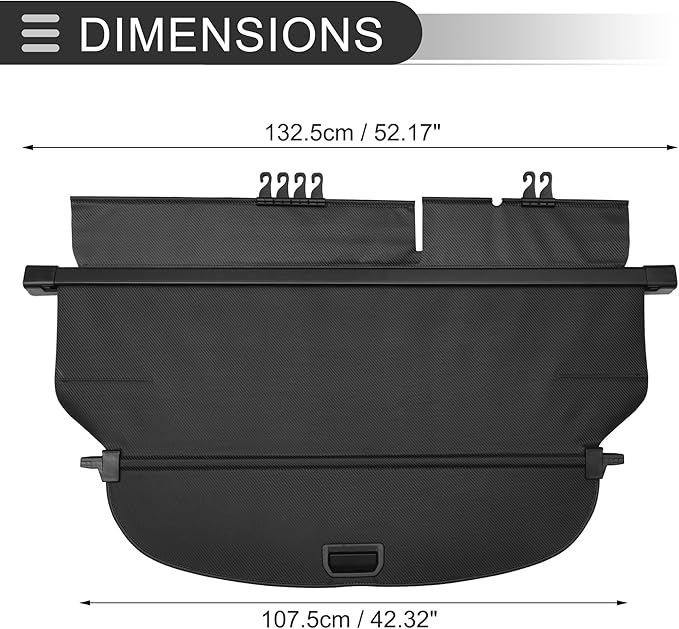 Motoforti Car Retractable Cargo Cover for Honda CRV 2017-2022 Rear Trunk Parcel Shelf Luggage Security Shield Shade, Canvas, Black Carbon Fiber Pattern