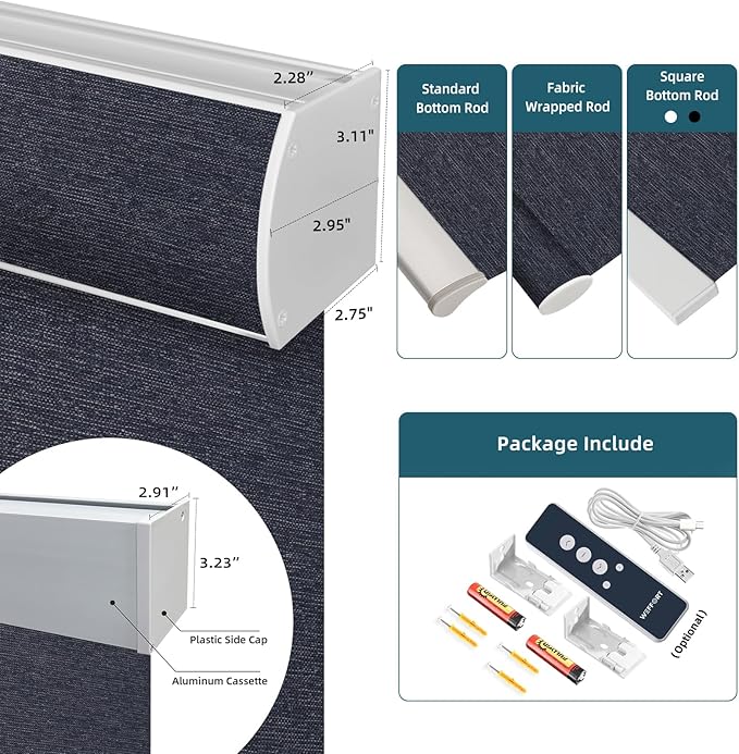 Electric Blinds Compatible with Alexa,Google Home,Motorized Roller Shades with Valance,100% Blackout Automatic Shades for Home&Office,Dark Raven Black