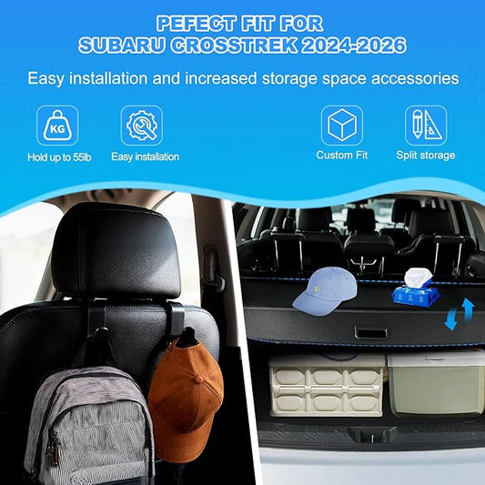 AUXKO Retractable Cargo Cover for 2026-2024 Subaru Crosstrek, Trunk Cargo Cover Luggage Security Shade Cover for Subaru Crosstrek 2025 Shielding Shade Anti-Peeping Luggage Privacy Screen, Carbon Fiber