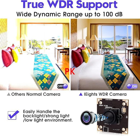 ELP USB Camera WDR H.264 3megapixel 1536p Camera Module for Computer,3mp AR0331 Camera Module with Microphone Mini UVC USB2.0 Webcam Board,WDR 100db 3.7mm Pinhole Hidden USB Camera Module for Most OS