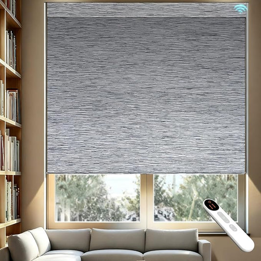 Motorized Blackout Roller Shades with Remote – Smart Blinds for Bedroom, Alexa Google Home Siri, Matter Compatible, Custom Electric Window Shades, Cordless Rechargeable