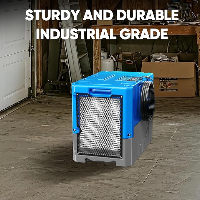 190PPD Commercial Dehumidifier with Pump for Basement-6000Sq.Ft. Warehouse, Large Space Crawl Space Dehumidifier for Efficient Water Damage Restoration-Auto Defrost, Memory Starting, Blue-2PC