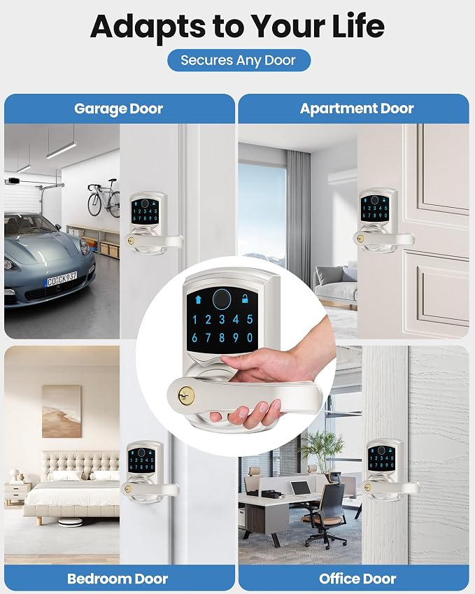 Fingerprint Smart Keyless Keypad Door Lock with Handle Biometrics Deadbolts