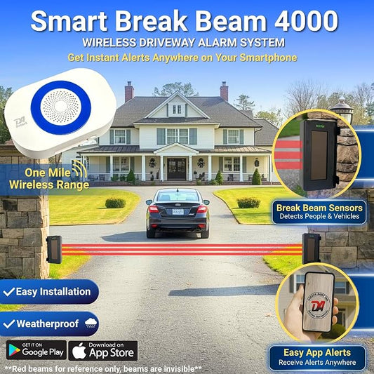 Dakota Alert Smart Solar Break Beam 4000 Wi-Fi Driveway Alarm with App