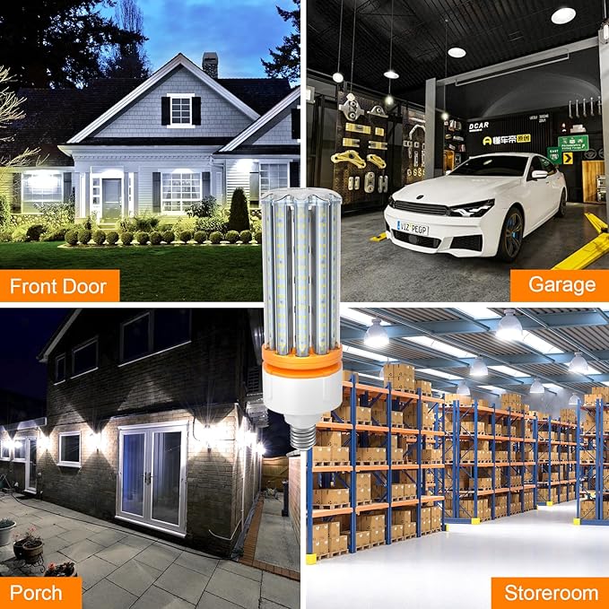 Motion Sensor LED Corn Light Bulbs for Outdoor Indoor, 100W Motion Detector Led Bulb, E26 E39 15000Lm 5000K Daylight, Motion Activated Security Lights for Outside, Inside (2 Pack)