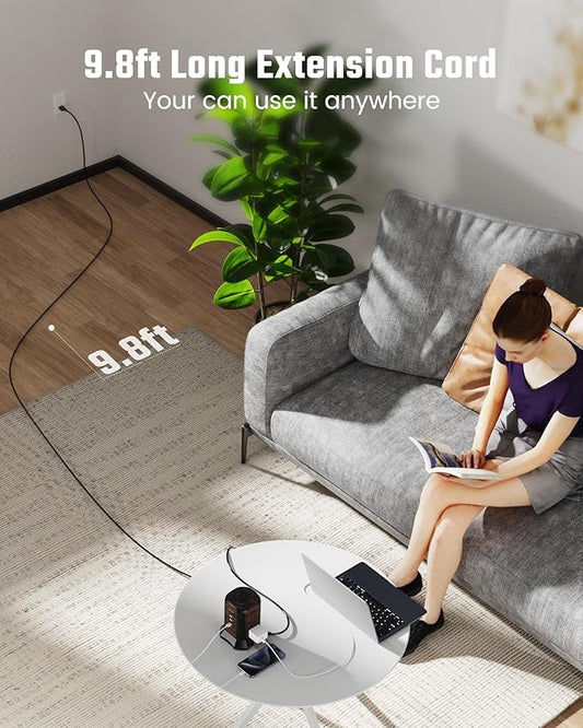 SUPERDANNY Power Strip Tower Surge Protector, 10 Ft Extension Cord with Multiple Outlets, 9 Outlets, 4 USB Ports (2 USB C), 1080 Joules, 3-Prong, Grounded, Desktop Charging Station for Home, Office