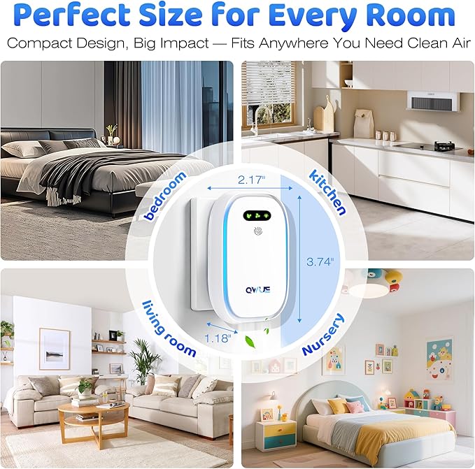 Air Ionizers with Warm Night Light (2 Pack), Plug in Negative Ion Air Purifier, Quiet Air Freshener for Odors, Smoke, Dust, Portable Air Purifiers for Home, Office, Bedroom, Bathroom, Mini Air Cleaner