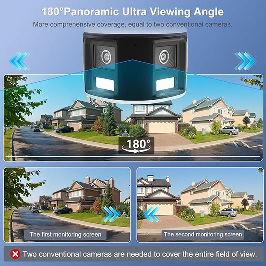 Anpviz 180° 6MP Dual Lens Security Camera, 180 Degree Panoramic View Bullet Wired POE IP Camera, Active Deterrence Red & Blue Strobe Flash Light and Audio Alarm, Color Night Vision MD2.0 (H Series)
