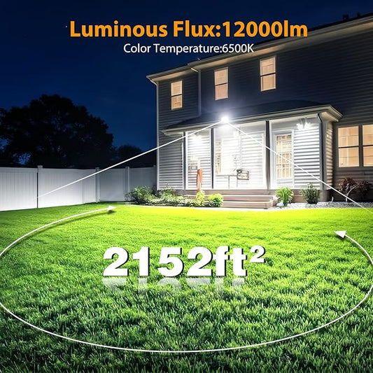 Onforu 120W Flood Lights Outdoor, 12000lm Bright LED Work Light with Plug,Daylight White LED Flood Lighting, IP66 Waterproof Security Yard Lights for Yard Garage Stadium 4 Pack