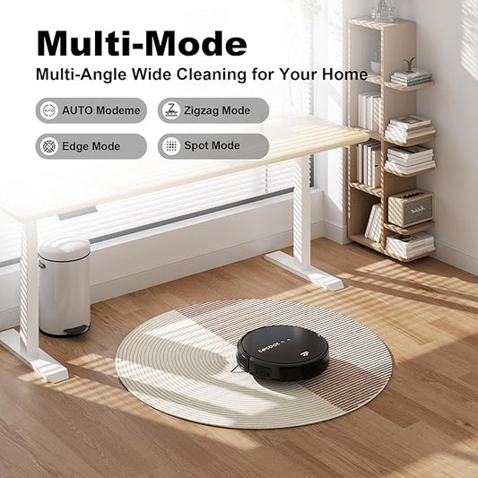 TECBOT S1 Robot Vacuum Cleaner Slim 120Mins Runtime 2-in-1 Robot Sweeping or Mopping Self-Charging WiFi&App&Remote Control Robotic Vacuum Cleaner for Home Pet Hair Hard Floors,Black