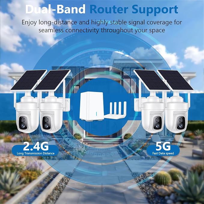 4K Solar Security Camera Wireless Outdoor with Local Storage Base