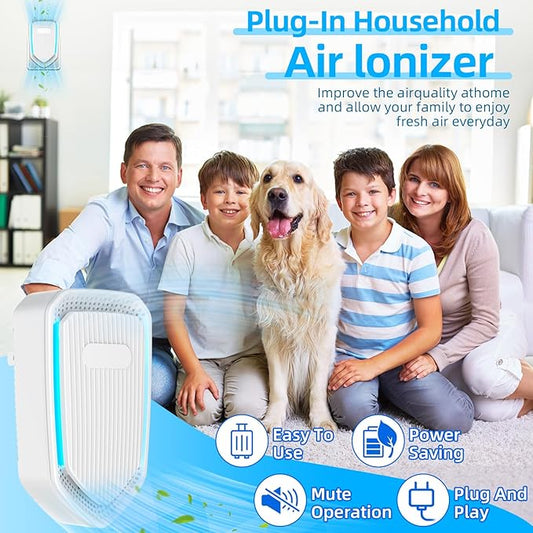 2026 Upgraded Air Ionizer Purifier for Home, Plug-in Negative Ion Generator Air Freshener for Bedroom Bathroom Kitchen Pet Room, Quiet Filterless Ionic Air Cleaner for Smoke Dust, 8 Pack